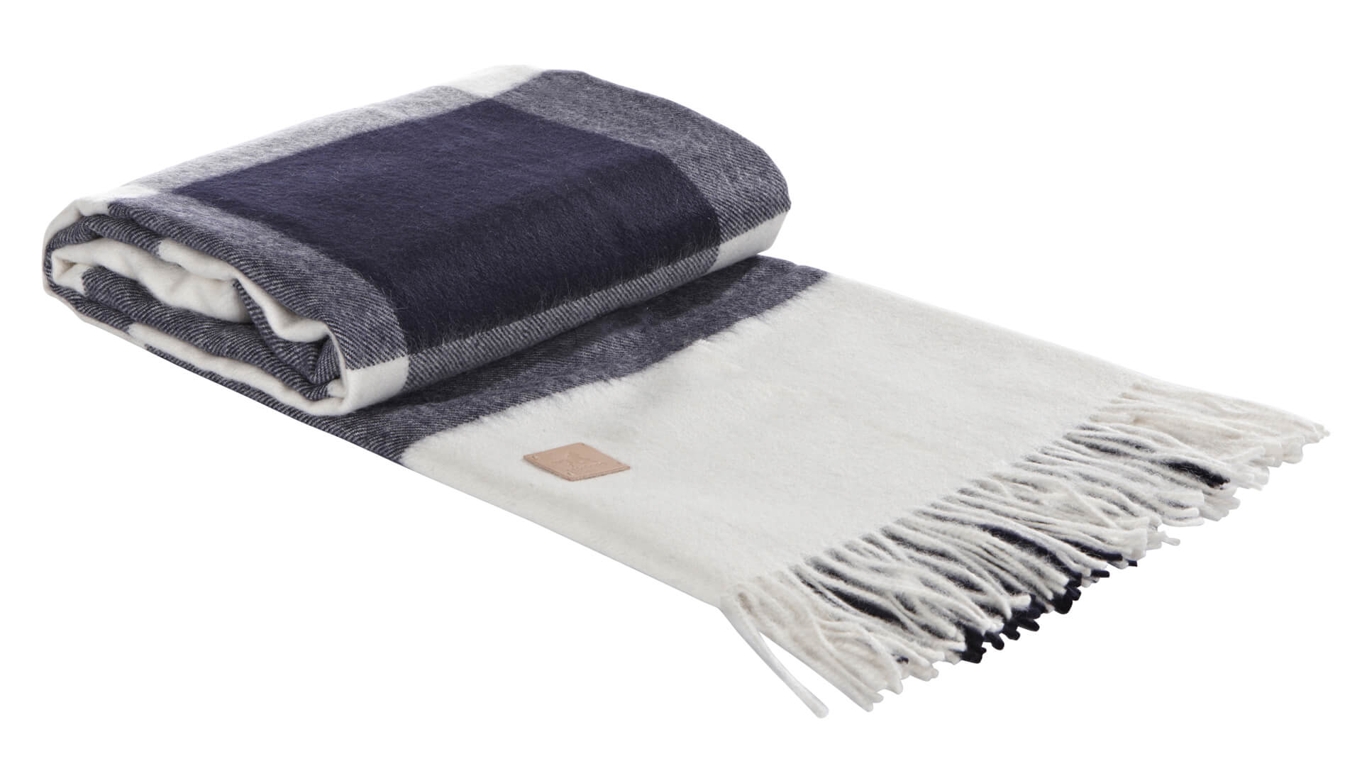 Alpaca Throw Navy Cream Check