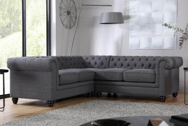 Buy the Hampton Slate Fabric Chesterfield Corner Sofa here