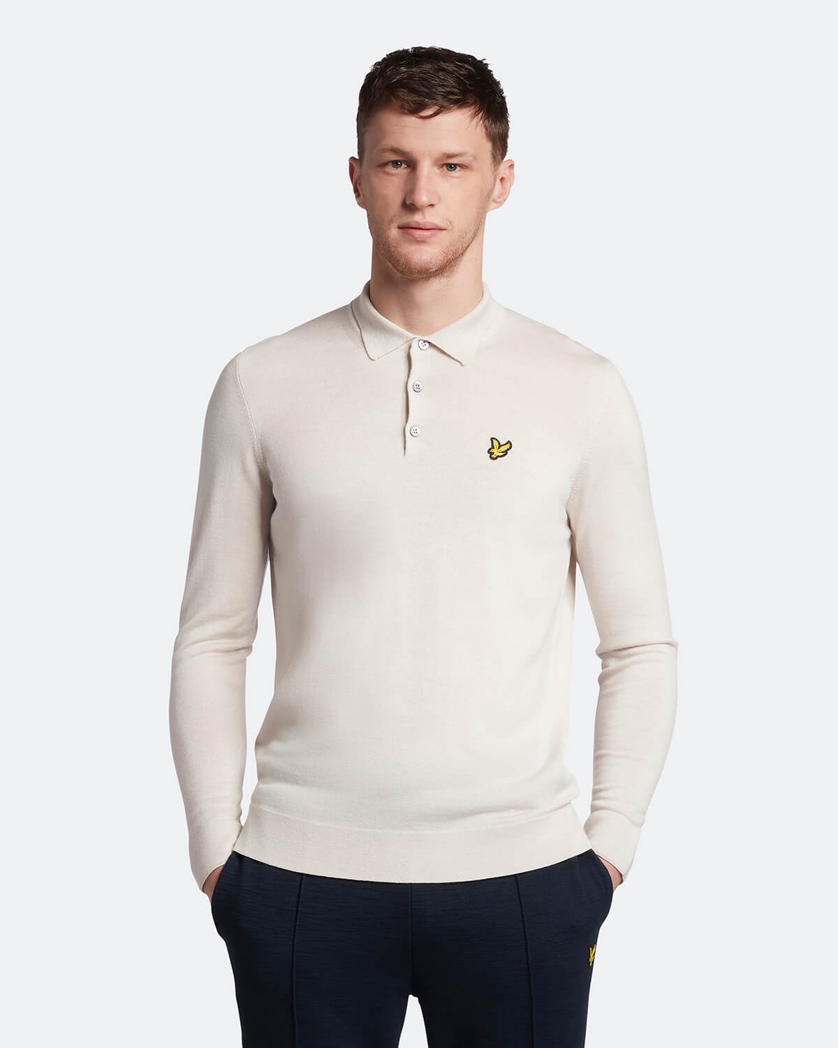 Lyle & Scott - Knitted Merino Polo - Stone Dusk - £75.00