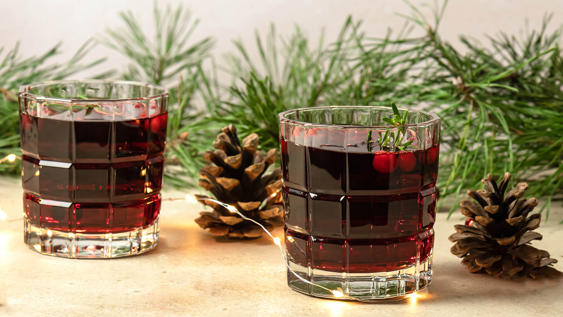 Cranberry Gin Cocktails on a decorated table