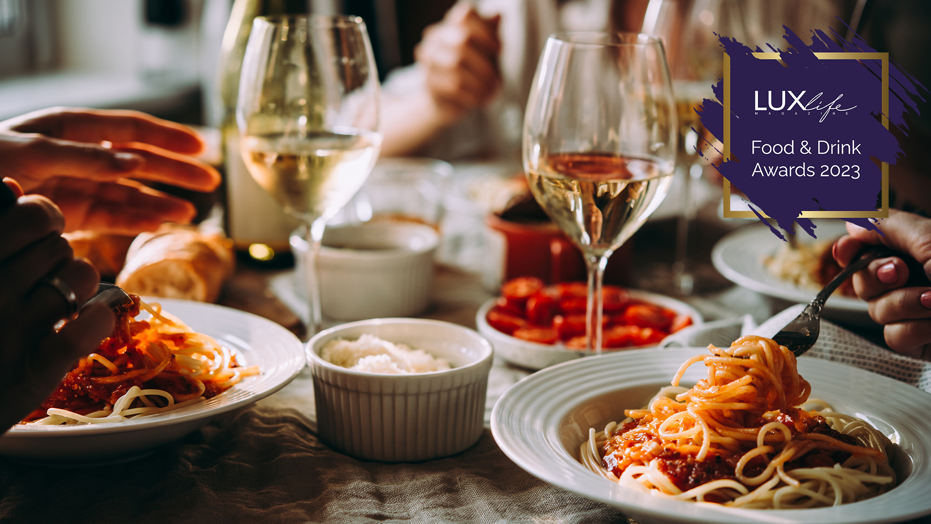 food and drink on a table