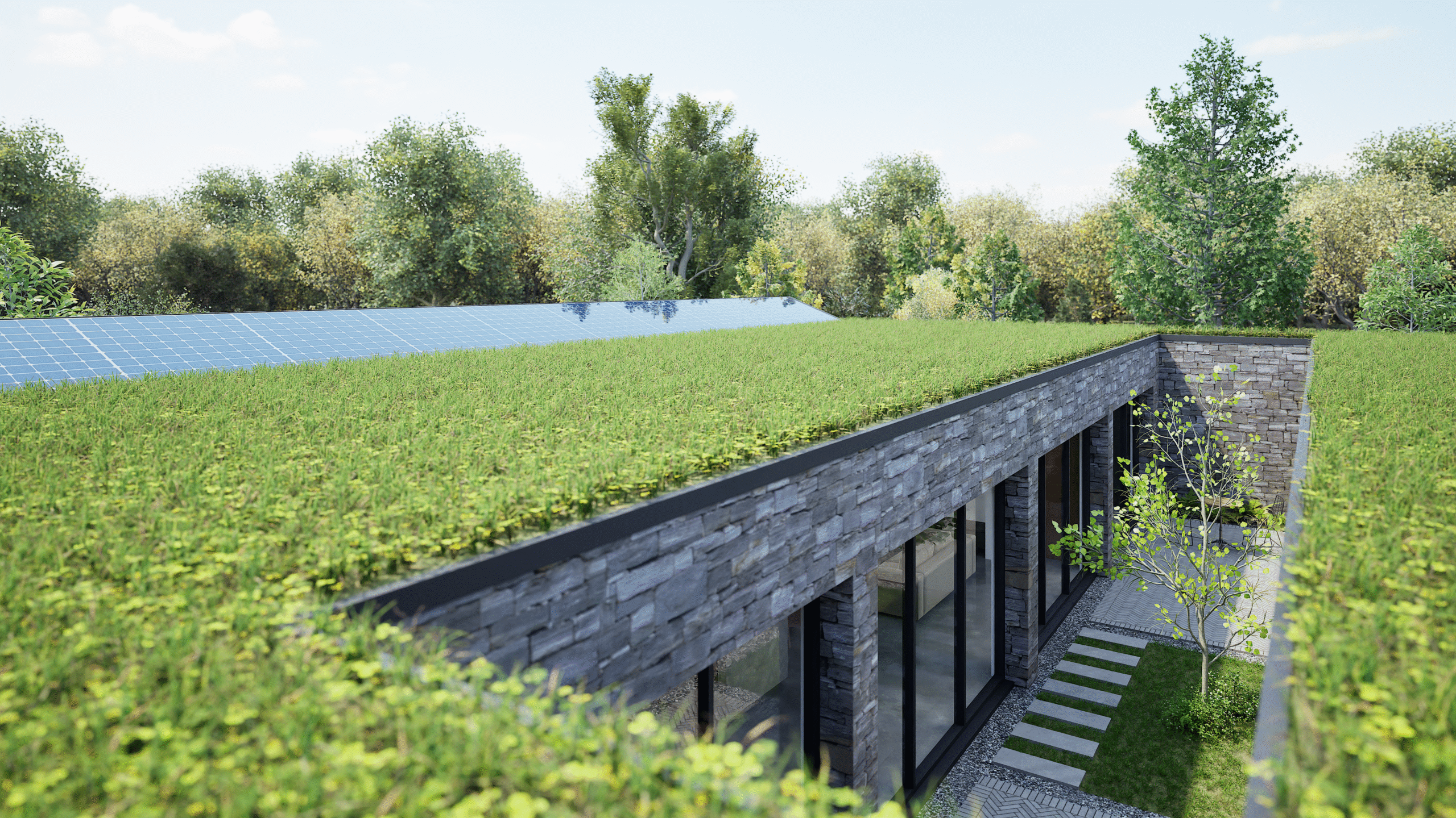 A view of Westerleigh's hidden outdoor spaces from atop its roof garden
